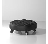 Tabouret roulant bas avec roulettes, pour garage et atelier, siège à roulettes en cuir PU, tabouret rond à roulettes, chaise à roulettes pivotantes à 360 ° (couleur : or, taille : 33 x 13 cm) (noir 3