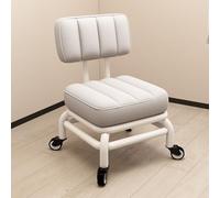 Tabouret roulant bas avec support dorsal, cuir PU souple, pivotant à 360 degrés, cadre en métal, tabouret roulant pour la maison, le bureau, le garage, massage