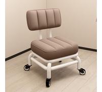 Tabouret roulant bas avec support dorsal, cuir PU souple, pivotant à 360 degrés, cadre en métal, tabouret roulant pour la maison, le bureau, le garage, massage