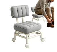 Tabouret roulant bas Siège imperméable pivotant à 360° avec coussin épais | tabouret roulant bas avec pour bureau à domicile garage atelier studio coiffeuse cuisine salle de Gris