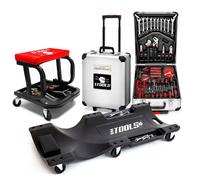 Tabouret Roulant BM TOOLS, Plateau Outils de Rangement avec Chariot de visite et Valise 399 outils, PACK Garagiste, Mécano Auto