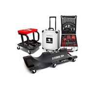 Tabouret Roulant BM TOOLS, Plateau Outils de Rangement avec Chariot de visite et Valise 399 outils, PACK Garagiste, Mécano Auto