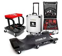 Tabouret Roulant BM TOOLS, Plateau Outils de Rangement avec Chariot de visite et Valise 399 outils, PACK Garagiste, Mécano Auto