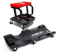 Tabouret Roulant BM TOOLS, Plateau Outils de Rangement avec Chariot de Visite pour Garagiste, Mécano, réparateur Automobile