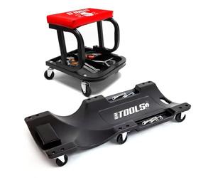 Tabouret Roulant BM TOOLS, Plateau Outils de Rangement avec Chariot de Visite pour Garagiste, Mécano, réparateur Automobile