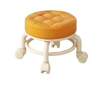 Tabouret roulant court avec roues pivotantes universelles, petit tabouret de siège roulant rond, tabouret de rouleau en cuir PU sur roues pour le fitness du bureau à domicile (Orange S) powerfully