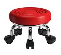 Tabouret Roulant Court avec Roues, résistant, Mini Tabouret pivotant pour Garage, Jardinage, Maison, fête Quotidienne, Salon d'ongles, Spa, pédicure, Sport de Fitnes Red