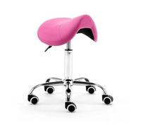 Tabouret Roulant de Selle Chaise de Bureau roulante réglable en Cuir d'unité Centrale avec la Chaise de Salon de Roues, for Le Massage, Cuisine de Bureau à la Maison(Rose Red)