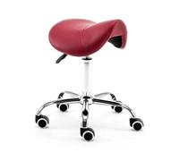 Tabouret Roulant de Selle Chaise de Bureau roulante réglable en Cuir d'unité Centrale avec la Chaise de Salon de Roues, for Le Massage, Cuisine de Bureau à la Maison(Red)