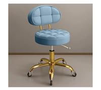 Tabouret roulant hydraulique réglable avec support dorsal et roulettes Chaise pivotante ronde en métal titane doré pour salon de beauté, spa, tatouage et comptoir