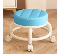 Tabouret roulant pivotant à 360°, chaise basse pour la maison, tabouret de pédicure avec roulettes, petit siège roulant en cuir, tabouret compact réglable en hauteur (taille : D)