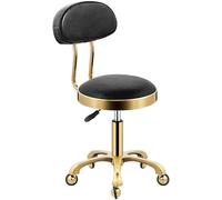 Tabouret roulant réglable avec dossier - Tabouret pivotant confortable sur roulettes pour salon, massage, clinique, bar, bureau - Tabouret hydraulique en métal robuste