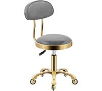 Tabouret roulant réglable avec dossier - Tabouret pivotant confortable sur roulettes pour salon, massage, clinique, bar, bureau - Tabouret hydraulique en métal robuste