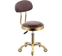 Tabouret roulant réglable avec dossier - Tabouret pivotant confortable sur roulettes pour salon, massage, clinique, bar, bureau - Tabouret hydraulique en métal robuste