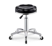 Tabouret roulant réglable avec roulettes, tabouret pivotant en cuir PU, tabouret hydraulique dos nu pour salon, spa, tatouage, médecin, bureau, noir