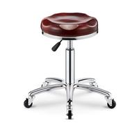 Tabouret roulant réglable avec roulettes, tabouret pivotant en cuir PU, tabouret hydraulique dos nu pour salon, spa, tatouage, médecin, bureau, noir