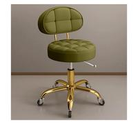 Tabouret roulant réglable avec support dorsal et roues - Chaise pivotante hydraulique ronde pour salon de beauté, spa, tatouage en métal, titane, doré, tabouret de travail ergonomique pour plus de