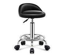 Tabouret roulant réglable en hauteur avec dossier, siège en émulsion robuste pour magasin, salon, spa, salon de tatouage - Design pivotant pour plus de confort et de polyvalence