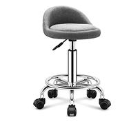 Tabouret roulant réglable en hauteur avec dossier, siège en émulsion robuste pour magasin, salon, spa, salon de tatouage - Design pivotant pour plus de confort et de polyvalence