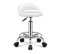 Tabouret roulant réglable en hauteur avec dossier, siège en émulsion robuste pour magasin, salon, spa, salon de tatouage - Design pivotant pour plus de confort et de polyvalence