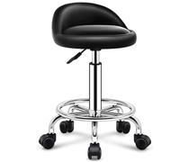 Tabouret roulant réglable en hauteur avec roulettes et dossier, siège confortable en émulsion, très résistant pour magasin, beauté, salon, spa et tatouage
