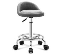 Tabouret roulant réglable en hauteur avec roulettes et dossier, siège confortable en émulsion, très résistant pour magasin, beauté, salon, spa et tatouage