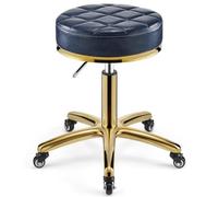 Tabouret roulant réglable pour barbier, salon, clinique, bureau - Chaise hydraulique en métal robuste avec tige dorée, design ergonomique pour plus de confort et de mobilité