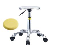 Tabouret roulant robuste en acier inoxydable avec housse de tabouret et roulettes pivotantes réglables en hauteur pour bar, laboratoire, bureau, barbier, cuisine et magasin (16,9)