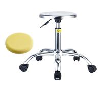 Tabouret roulant robuste en acier inoxydable avec housse de tabouret et roulettes pivotantes réglables en hauteur pour bar, laboratoire, bureau, barbier, cuisine et magasin (19,2)