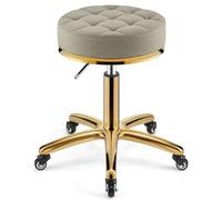 Tabouret roulant robuste et réglable en hauteur rotatif à 360° pour spa, massage, manucure, grand siège lourd (gris)