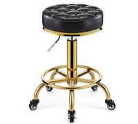 Tabouret roulant robuste et réglable en hauteur rotatif à 360° pour spa, massage, manucure, grand siège lourd (noir)