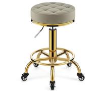 Tabouret roulant robuste et réglable en hauteur rotatif à 360° pour spa, massage, manucure, grand siège lourd (gris)
