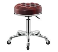 Tabouret roulant robuste et réglable en hauteur rotatif à 360° pour spa, massage, manucure, magasin de grande taille (marron rougeâtre)
