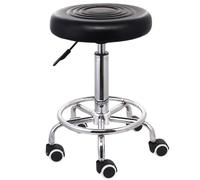 Tabouret Roulant Rond Lourd en Cuir PU, Fauteuil Pivotant Réglable en Hauteur avec Roues pour Spa, Magasin, Salon De Massage, Travail Médical Ou Bureau (B)