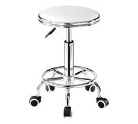 Tabouret roulant rond robuste avec repose-pieds en cuir synthétique réglable en hauteur pour spa, salon, tatouage, massage, style industriel moderne