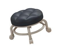 Tabouret Roulant Rond, Tabouret Pivotant à 360 Degrés Silencieux avec Roues Universelles, Tabouret à Rouleaux Bas en Cuir PU pour la Boutique de Garage du Bureau à Domicile (Black)