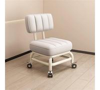 Tabouret roulant rotatif à 360° avec dossier, chaise de pédicure courte sur roulettes, fauteuil roulant bas pour usage domestique, petit tabouret compact et confortable