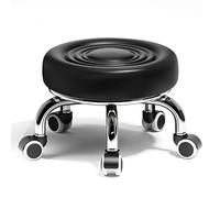 Tabouret roulant rotatif à 360° en cuir avec roulettes - Chaise de pédicure compacte pour un usage domestique, design à hauteur courte pour une mobilité et un confort faciles - Petit siège parfait