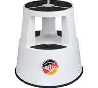 WEDO Super Step Tabouret à roulettes en Plastique incassable - Pied d'éléphant - Certifié TÜV GS - Fabriqué en Allemagne - Antidérapant - Hauteur : Environ 43 cm - Charge maximale : 150 kg - Blanc