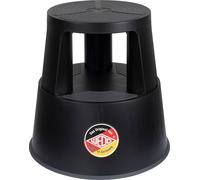 WEDO Super Step Tabouret à roulettes en Plastique incassable - Pied d'éléphant - Certifié TÜV GS - Fabriqué en Allemagne - Antidérapant - Hauteur : Environ 43 cm - Charge maximale : 150 kg - Noir