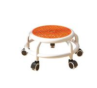 Tabouret roulettes Low Roller Seat Chair 360 Rotating Pedicure Stool Multipurpose Universal Wheel Stool for Home Office Library Salons Barber Shop(Orange A)