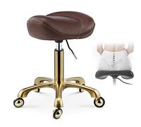 Tabouret Roulettes Professionnel Tabouret Roulant Tabouret de Selle Marron Noir, Chaise Médicale Professionnelle de Salon, Chaise de Bureau Ergonomique Pivotante pour Esthéticienne Coiffeur Dentaire (
