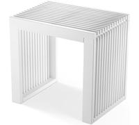 Tabouret Salle de Bain - Petit Banc en Bois - Petit Tabouret Bois - Bench | BAM BOO BOX Tabouret Bas - Tabouret en Bois 45x33x43cm - Banc Salle à Manger - Meuble Bambou - Banc Bois Interieur (Blanc)