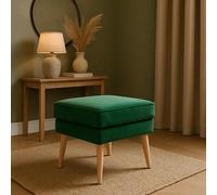 Tabouret scandinave GUTTO Vert Vert foncé Pouf pieds hauts en bois LIVRAISON IMMÉDIATE