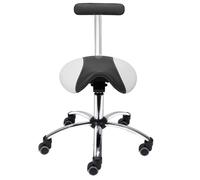 Tabouret selle de cheval à roulettes avec dossier amovible Teqler - Noir