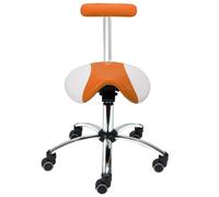 Tabouret selle de cheval à roulettes avec dossier amovible Teqler - Orange