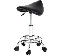 Tabouret selle de cheval ergonomique à roulettes pour cabinet médical dentist kitchen, tabouret haut réglable - Noir