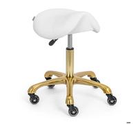 Tabouret selle de cheval - 55 - 70 cm - 150 kg - blanc/doré | physa