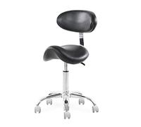 Tabouret Selle Ergonomique avec Dossier - Chaise Confortable en Cuir PU pour la Maison, Salon de Coiffure, Spa, Tatouage, Bureau, Cabinet Dentaire - Hauteur réglable et Design élégant