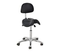 Tabouret Selle réglable avec Dossier, Tabouret à Levage hydraulique pour Salon de Coiffure, Massage, Cabinet Dentaire, Bureau - Modèle à Assise séparée, réglable en Hauteur et en Inclinaison